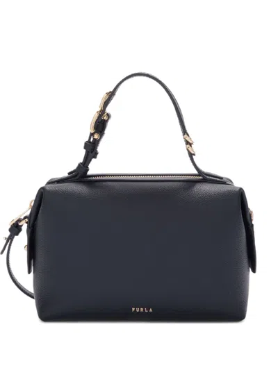 Furla Double Boston Zip Tote Bag In Black