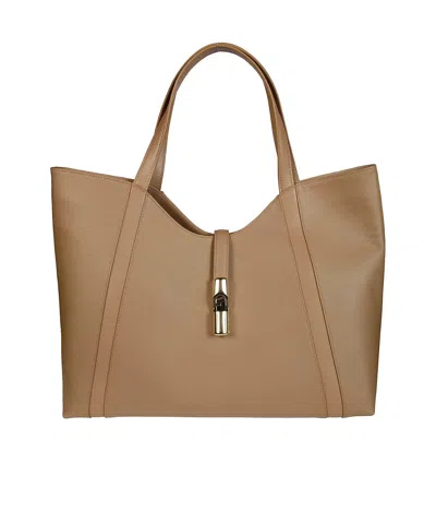 Furla Double Handle Shoulder Bag In Brown