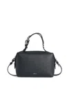 Furla Double Mini Black Leather Bag In Black