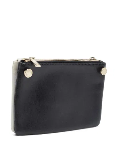 Pre-owned Furla Double-zip Leather Clutch Bag In Black