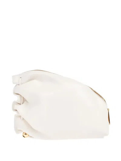 Furla Drawstring-detail Leather Clucth Bag In White