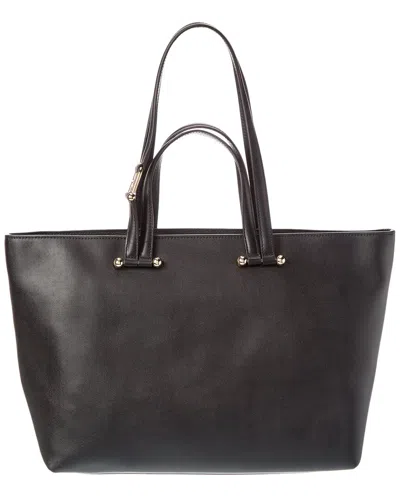 Furla Duetto Leather Tote In Black