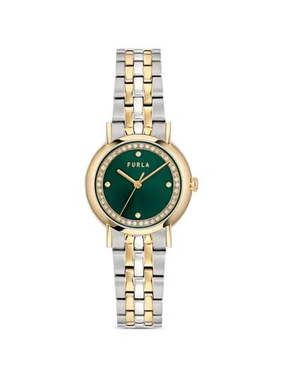 Furla Easy Shape Crystal-embellished 32mm Watch In Green
