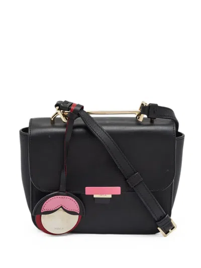 Pre-owned Furla Elisir Flap Crossbody Bag In Black