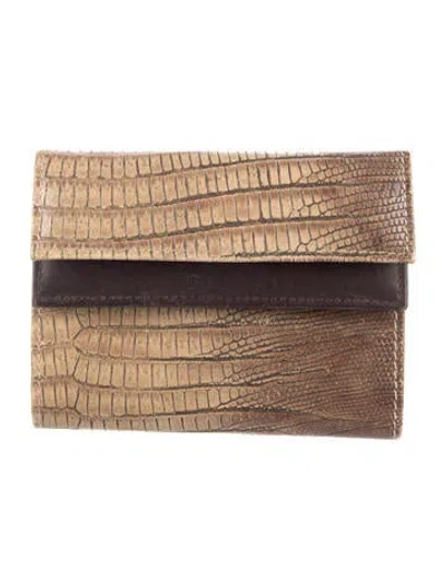 Pre-owned Furla Embossed Leather Animal Print Wallet In Brown/neutrals