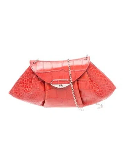 Pre-owned Furla Embossed Leather Clutch In Pink