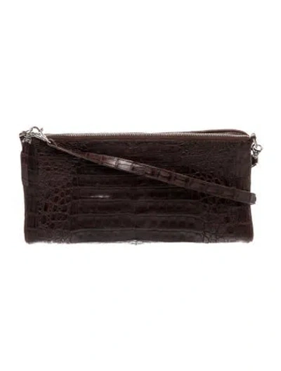 Pre-owned Furla Embossed Leather Shoulder Bag In Brown