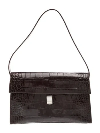 Pre-owned Furla Embossed Leather Shoulder Bag In Brown