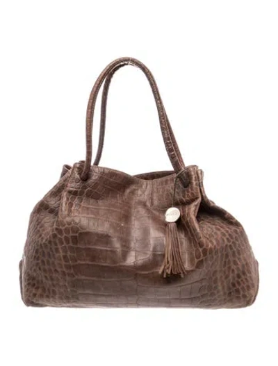 Pre-owned Furla Embossed Leather Shoulder Bag In Red