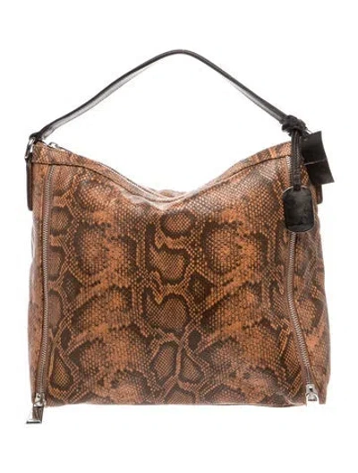 Pre-owned Furla Embossed Leather Shoulder Bag W/ Tags In Brown