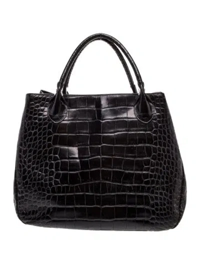 Pre-owned Furla Embossed Leather Top Handle Bag In Black