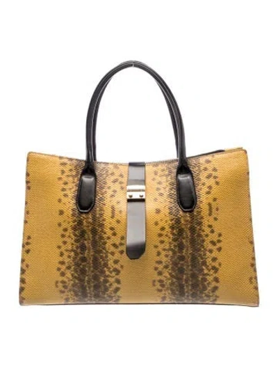 Pre-owned Furla Embossed Leather Top Handle Bag In Neutral