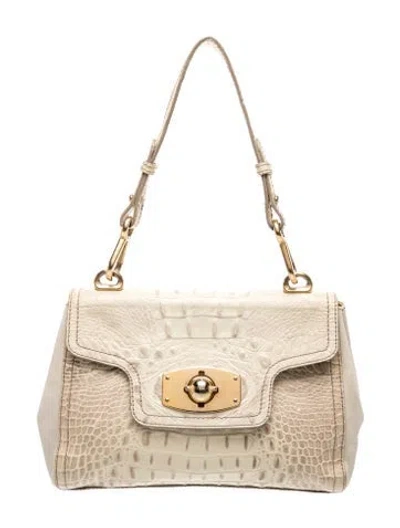 Pre-owned Furla Embossed Leather Top Handle Bag In Neutral