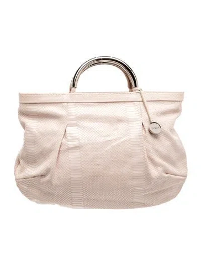 Pre-owned Furla Embossed Leather Top Handle Bag In Neutrals