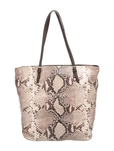 Pre-owned Furla Embossed Leather Tote In Brown