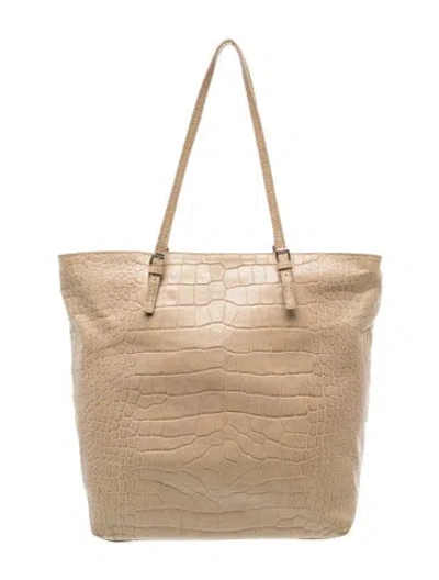 Pre-owned Furla Embossed Leather Tote In Neutrals
