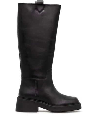 Furla Embroidered Logo Boots In Black