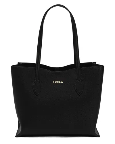 Furla Era Leather Tote In Black