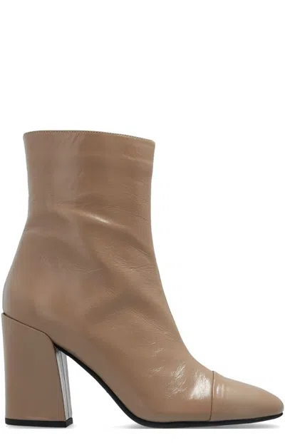 Furla Essential Round Toe Ankle Boots In Beige