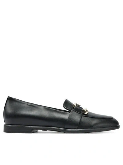Furla Round Head Loafer Shoes In Black