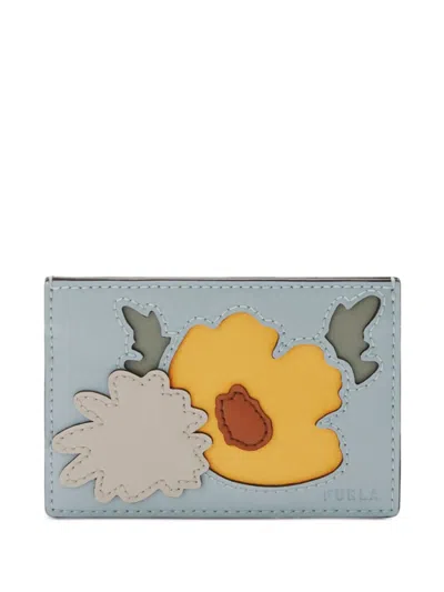 Furla Floral-appliqué Cardholder In Blue