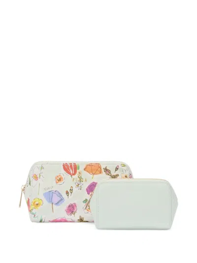 Furla Floral Print Make Up Bag In White