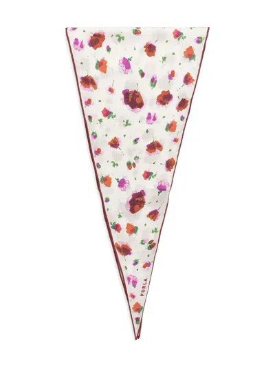 Furla Floral-print Silk Scarf In White