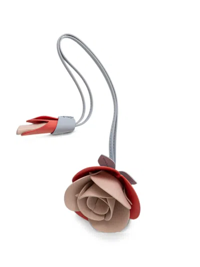 Furla Floral-motif Bag Charm In Silver