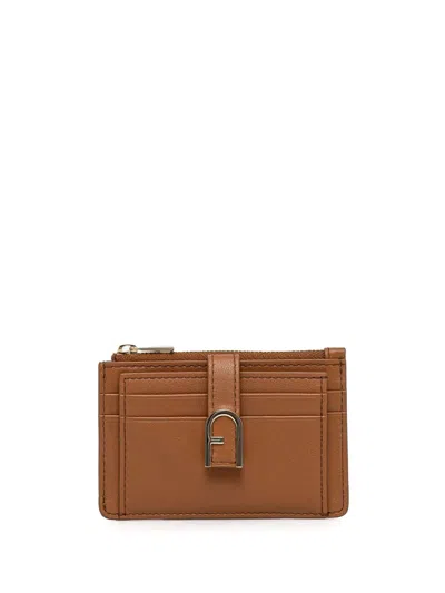 Furla Flow Card Holder In Brown