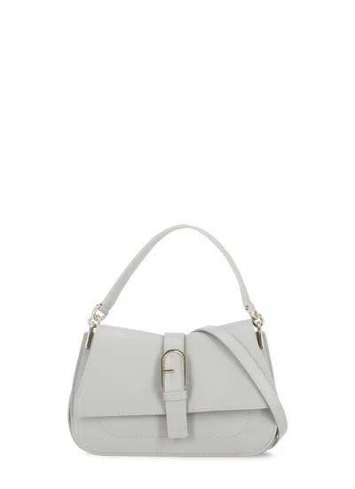 Furla Flow Foldover Top Medium Tote Bag In Grey