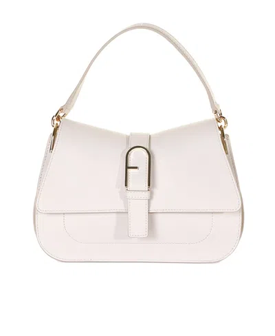 Furla Logo-buckle Leather Shoulder Bag In White