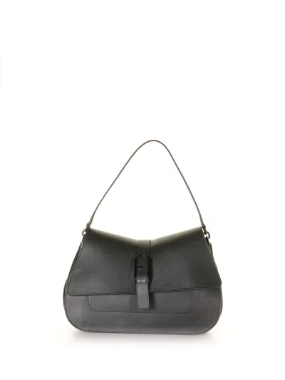 Furla Flow Large Shoulder Bag In Black