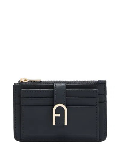 Furla Flow Leather Card Case In Black