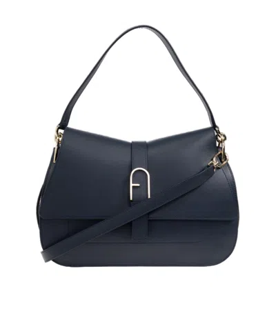 Furla Flow Logo Plaque Large Tote Bag In Black