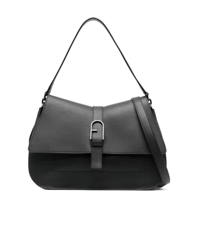 Furla Flow Large Top Handle Bags In Black