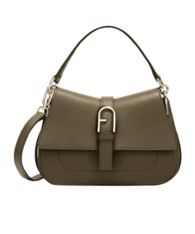 Furla Flow Logo Shoulder Bag In Brown