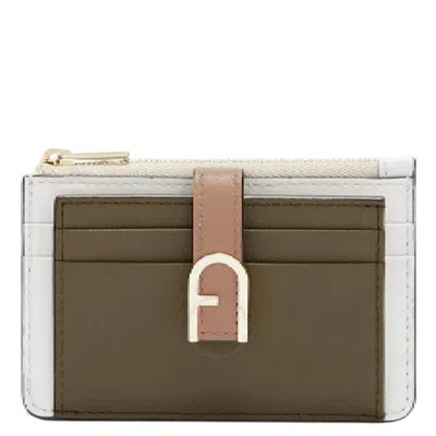 Furla Flow M Compact Leather Card Case In Gold