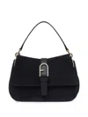 Furla Flow Mini Structured Rectangular Suede Shoulder Bag In Blue