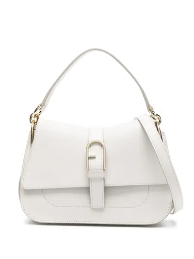 Furla Medium Flow Leather Tote Bag In White