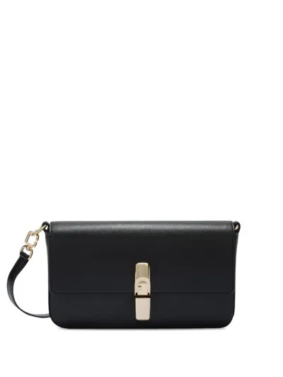 Furla Iride Clasp-fastening Leather Shoulder Bag In Black