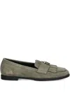 Furla Fringed Buckle Loafers In Green