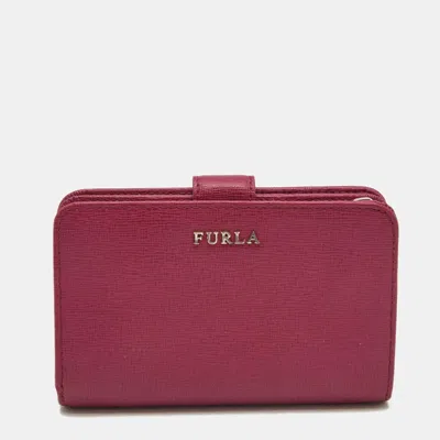 Pre-owned Furla Fuchsia Leather Babylon Compact Wallet