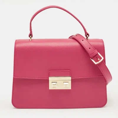 Pre-owned Furla Fuchsia Leather Bella Top Handle Bag In Pink