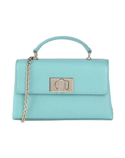 Furla 1927 Mini Crossbody Top Woman Handbag Turquoise Size - Leather In Blue
