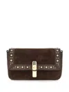 Furla Dark Brown Iride S Rectangular Suede Shoulder Bag In Brown