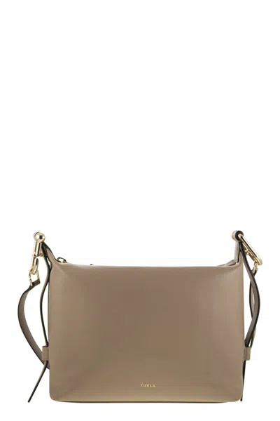 Furla Beige Leather Shoulder Bag In Brown