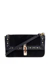 Furla Iride S Rectangular Suede Shoulder Bag In Black