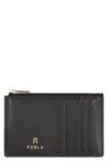 Furla Camelia Logo Plaque Zipped Medium Card Holder In Black