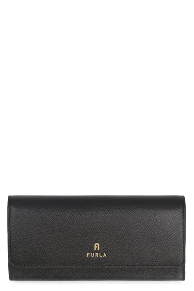 Furla Camelia Leather Continental Wallet In Black