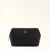 Furla Camelia Cosmetic Case Nero Black Textured Leather Woman In Nero